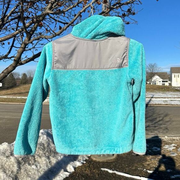 The North Face Big Girl’s Full Zip Fleece Jacket Size Medium 10/12 Turquoise - Picture 12 of 13